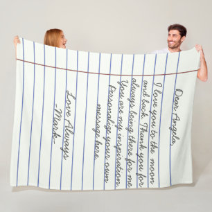 Notebook handwritten love letter or message custom fleece blanket