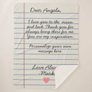 Notebook handwritten love letter or message custom sherpa blanket