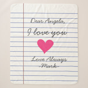 Notebook handwritten love letter or message custom sherpa blanket