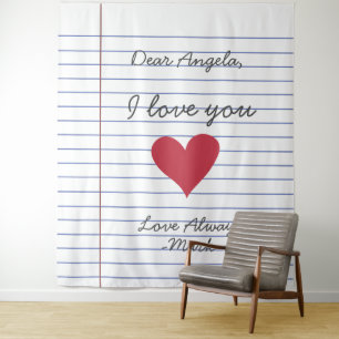 Notebook handwritten love letter or message custom tapestry