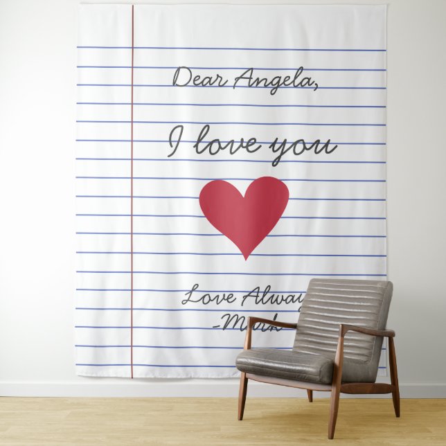 Notebook handwritten love letter or message custom tapestry (In Situ)