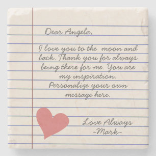 Notebook handwritten love letter or message stone coaster