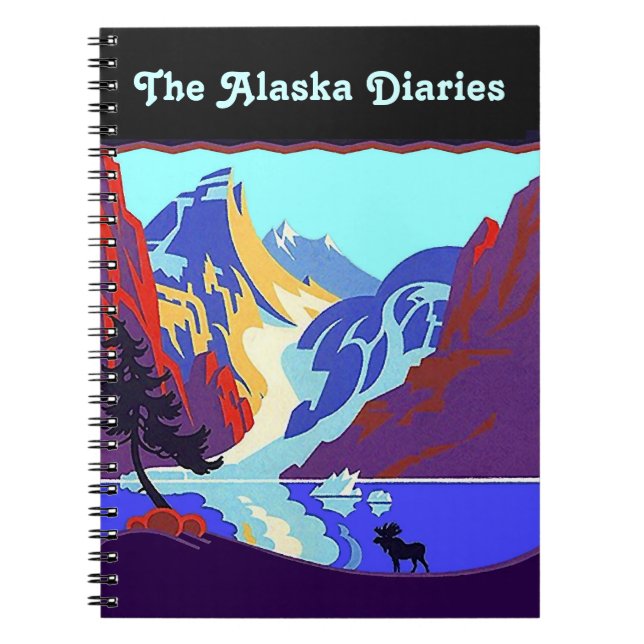 Notebook Journal Vintage Alaska Travel Diary Moose (Front)