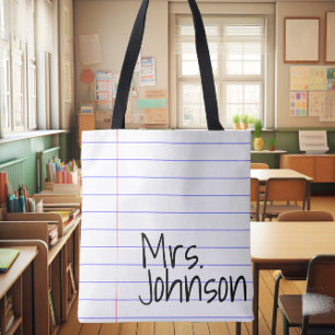 Notebook lined paper best teacher gift fashion tote bag