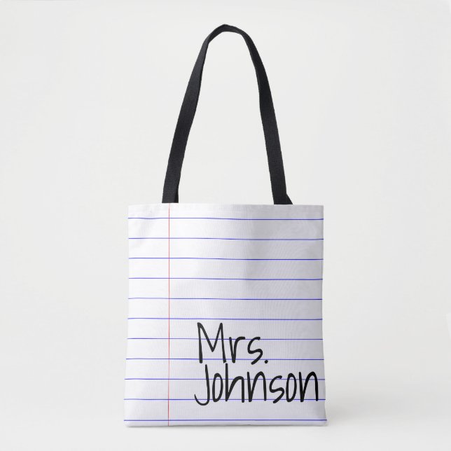 Notebook lined paper best teacher gift fashion tote bag (Front)