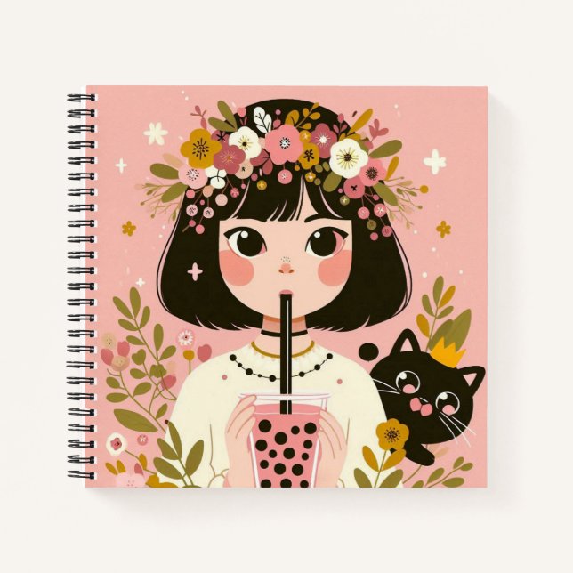 Notebook “Little Girl Bubble Tea“ (Front)