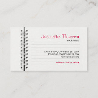 Notebook Page Education Teacher Business Card