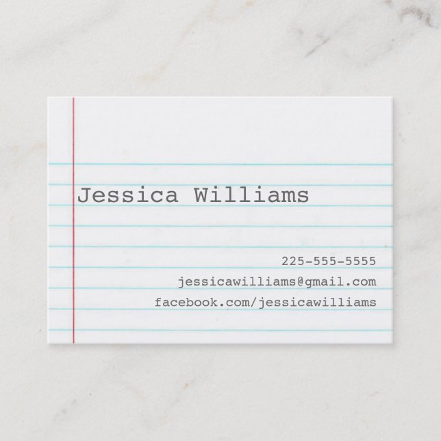 Notebook Paper Business Card (Front)