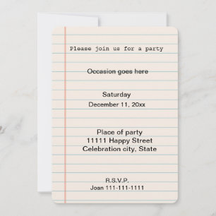 Notebook Paper Invitation