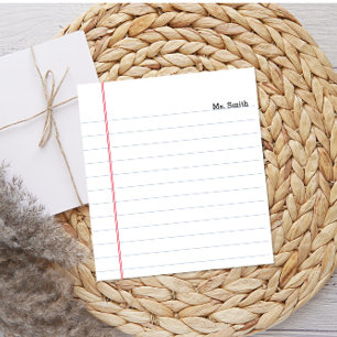 Notebook Paper Personalised Lined Teacher Notepad