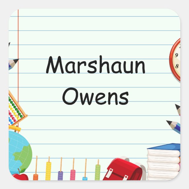 Notebook Paper School Supply Theme Square Sticker (Front)