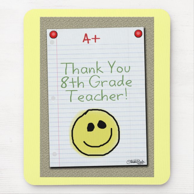 Notebook Paper Thank You for Middle School Teacher Mouse Mat (Front)