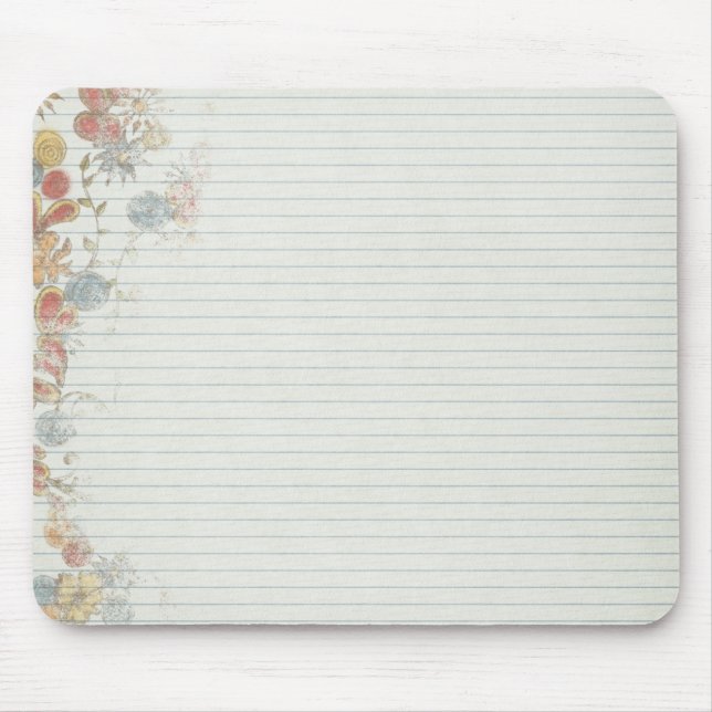 Notebook paper with flower mouse mat (Front)