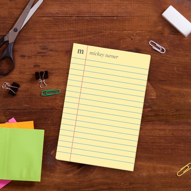 Notebook Paper Yellow Add Your Name & Initial Post-it Notes (Creator Uploaded)