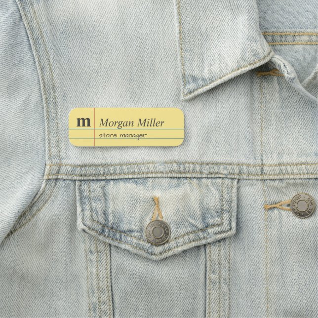 Notebook Paper Yellow Lined Hand-Writing Name Tag (In Situ)