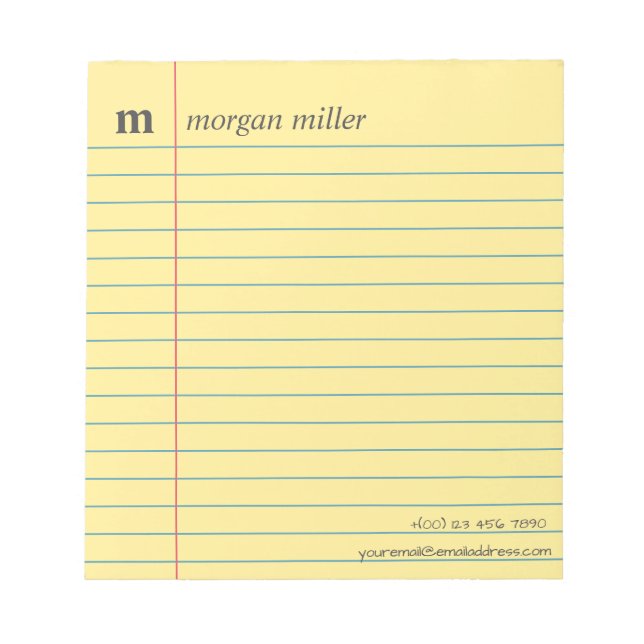 Notebook Paper Yellow Lined Hand-Writing Notepad (Front)
