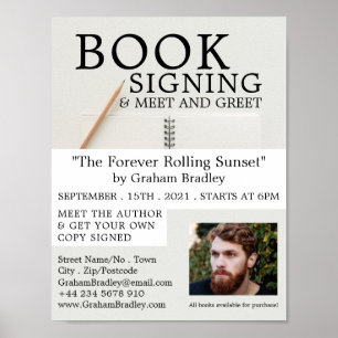 Notebook & Pencil Writers Book Signing Advertising Poster