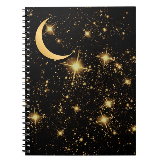 Notebook Powerful Crecent Moon and Stars  (Front)