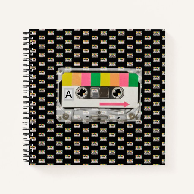 Notebook, rectangular, Retro Tape Design Notebook (Front)