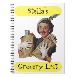 Notebook Retro Grocery List Happy Lady Gift Idea