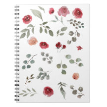 Notebook, rose, red, flowers, floral iPad A