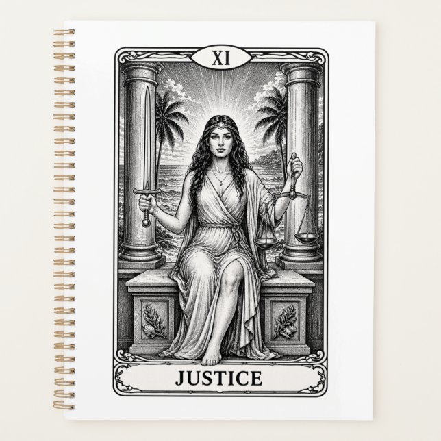 Notebook - Tarot Card Justice Planner (Front)