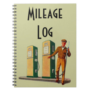 Notebook Vintage Gas Pumps Fuel Travel Mileage Log