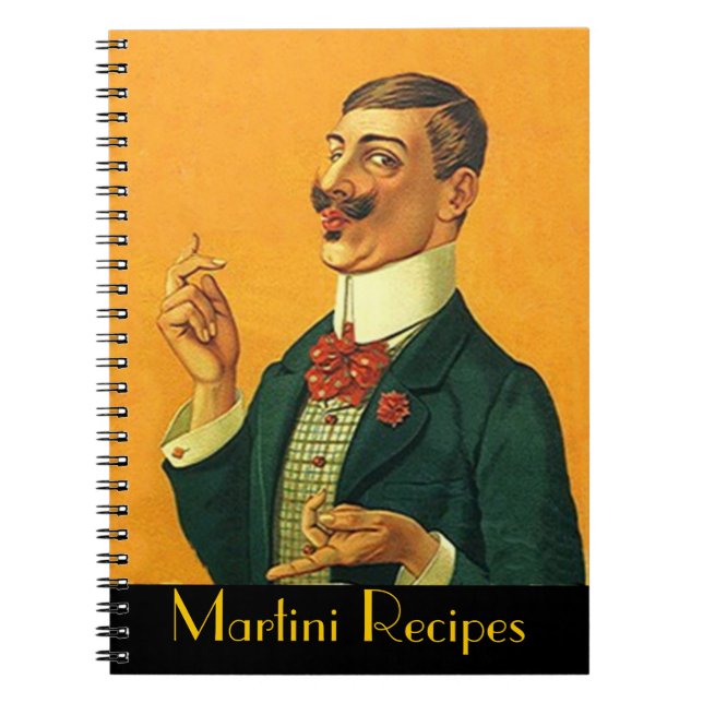 Notebook Vintage Martini Recipe Dapper Snapper Man (Front)