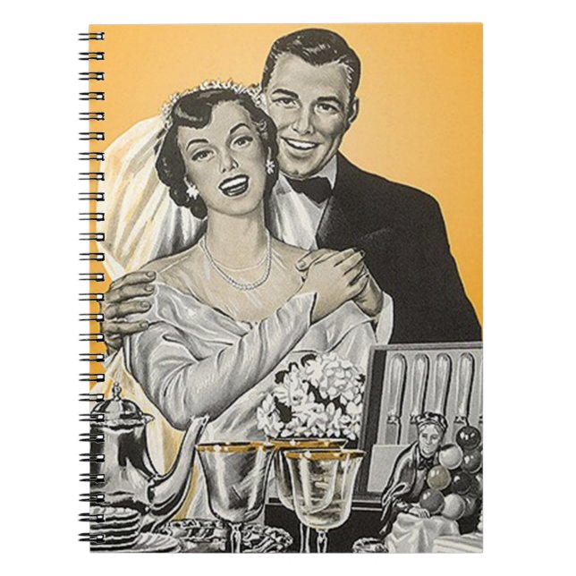 Notebook Vintage Wedding Bride & Groom Guest Book (Front)