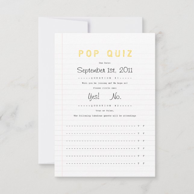 Notebook Wedding Invitation RSVP (Front)