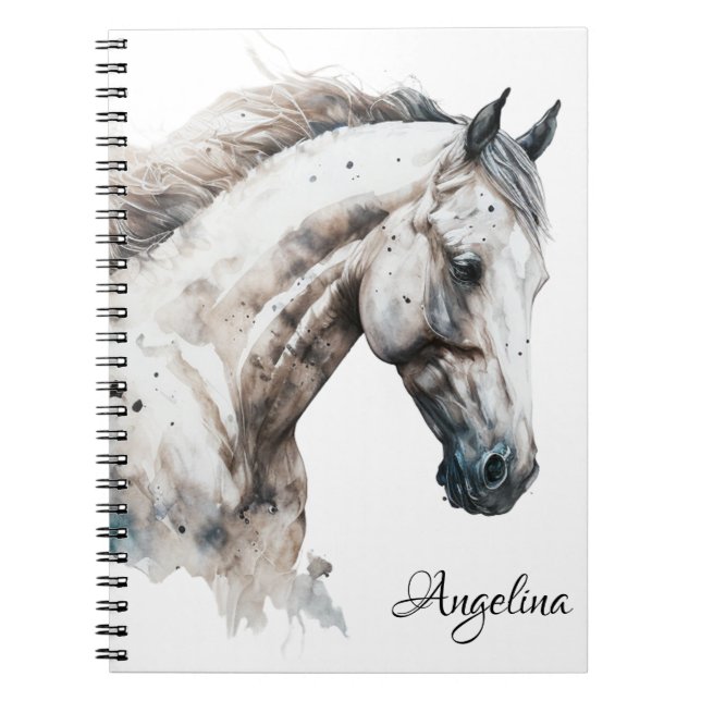 Notebook - White Horse Watercolor (Front)