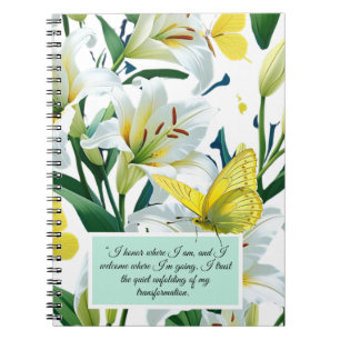 Notebook White Lily Yellow Butterfly