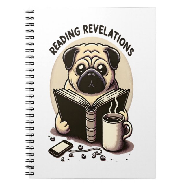 Notebook with a pug, coffee and book (Front)