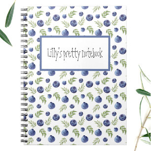 Notebook With Blueberries And Custom Text Name