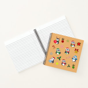 Notebook with New Year's penguins