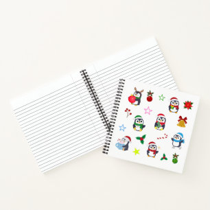Notebook with New Year's penguins
