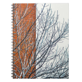 Notebook with photograph of a winter day