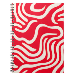 Notebook with Red and White Abstract Pattern