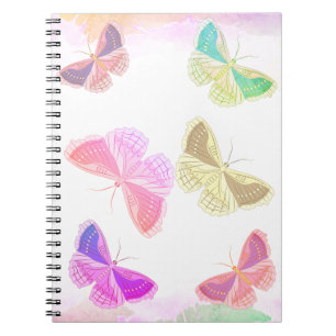 Notebook with six different colored butterflies