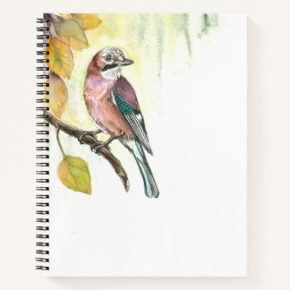 Notebook with Watercolor Eurasian Jay
