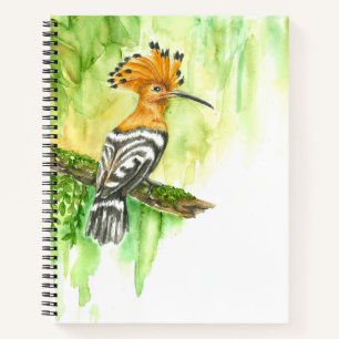 Notebook with Watercolor Hoopoe