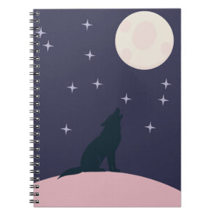 notebook with wolf design