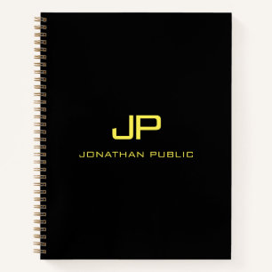Notebooks Black Gold Monogram Name Template