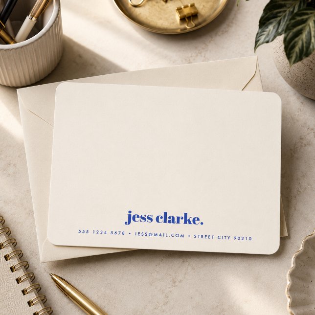 Notecard | Custom Vintage Retro Stationery Card (Personalized retro notecard with name and contact details for stylish handwritten notes.)