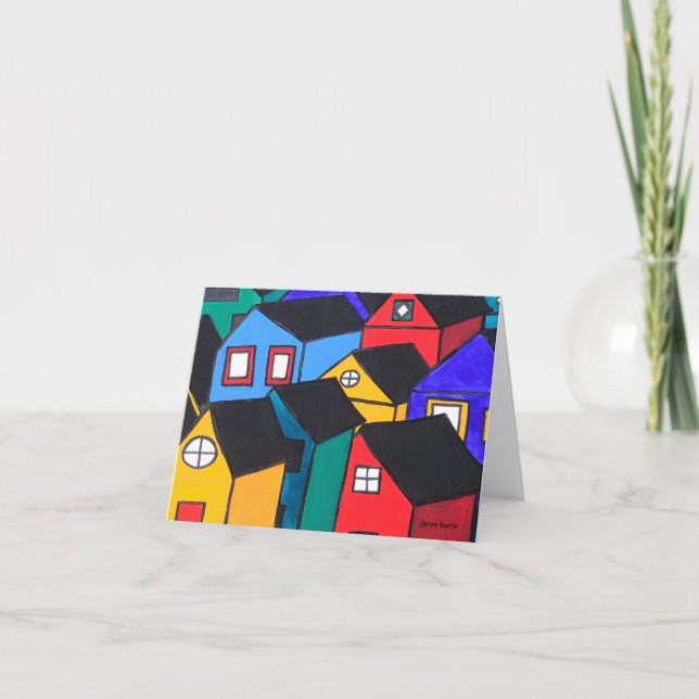 Notecard: Many Coloured Houses Card (Front)