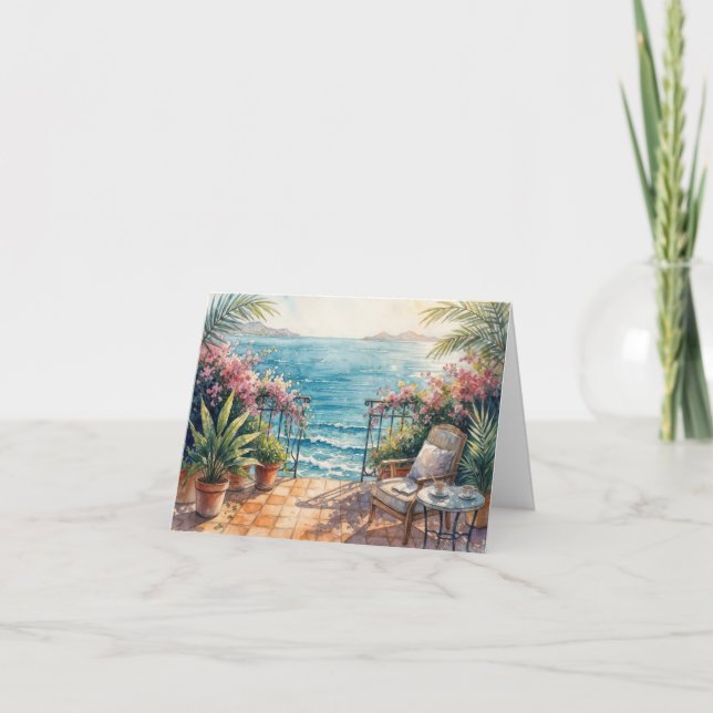 Notecard Ocean Terrace with a Peaceful View (Front)