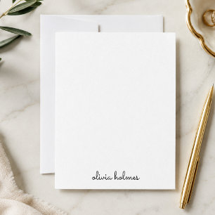 Notecard Personalised Minimalist Name Stationery