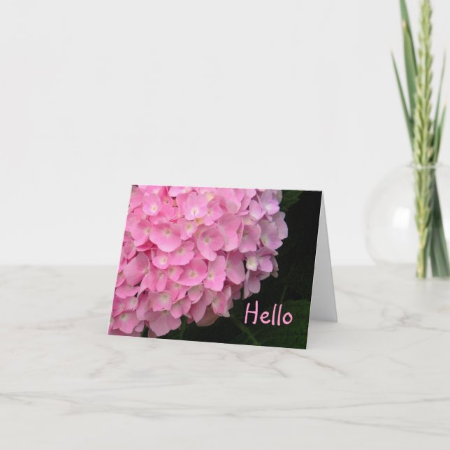 notecard, "Pink Hydrangea/Hello" Card (Front)