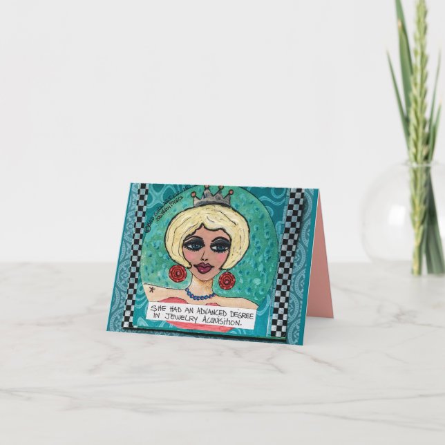 Notecard-she had an advanced degree card (Front)