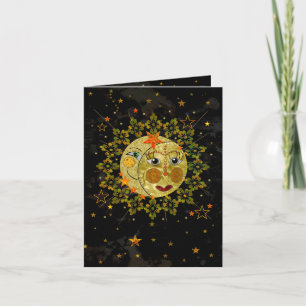 Notecard, SUN, MOON, STARS, Abstract, Blank Card